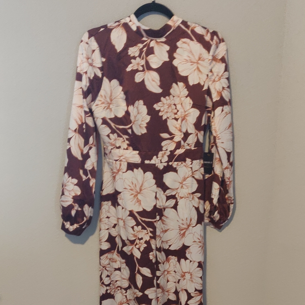 NWT burgundy cream jumpsuit